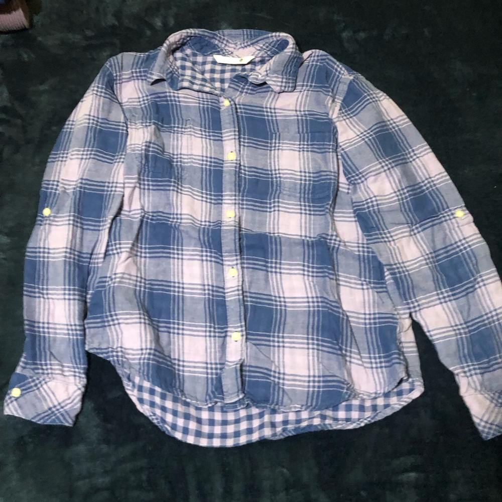 Riders by Lee Purple & White Plaid Button Down Shirt Long Sleeve M